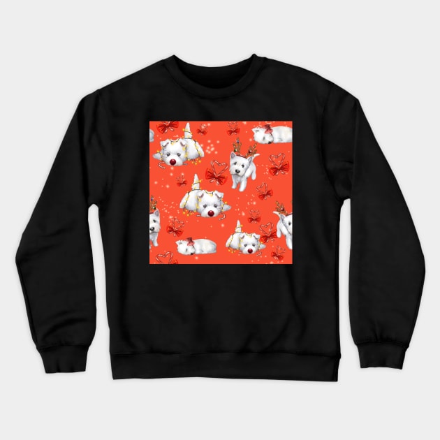 Christmas Westies red pattern Crewneck Sweatshirt by ArtInPi